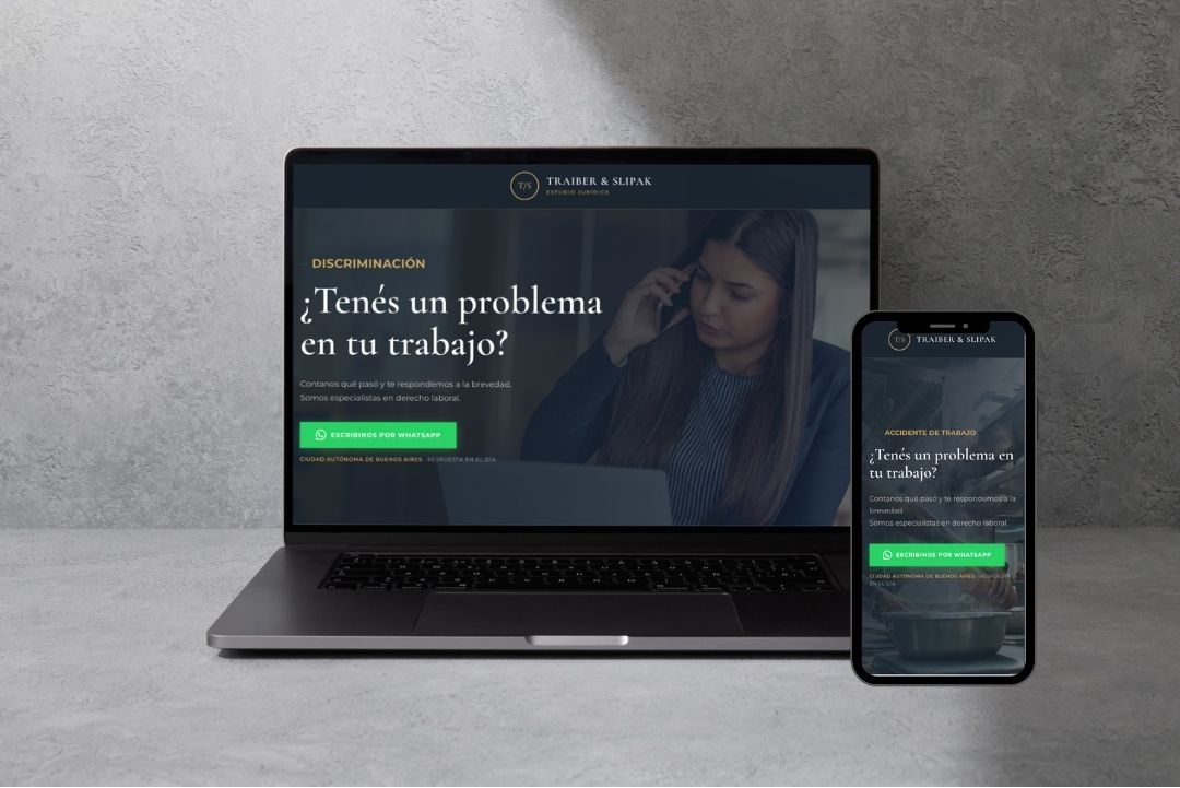 Mockup del sitio de Traiber & Slipak